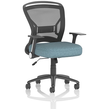 Zeus Mesh Back Task Operator Chair, Folding Arms, Rivet Quench