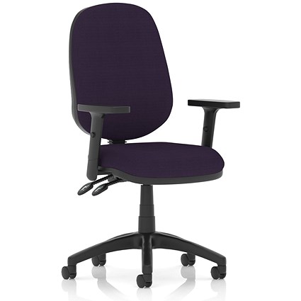Luna II Lever Task Operator Chair, With Height Adjustable Arms, Tansy Purple