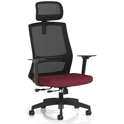 Ventra Mesh Back Task Operator Chair With Headrest, Height Adjustable Arms, Ginseng Chilli