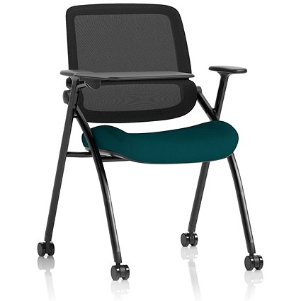 Capra Mesh Back Folding Training Chair With Writing Table, Maringa Teal