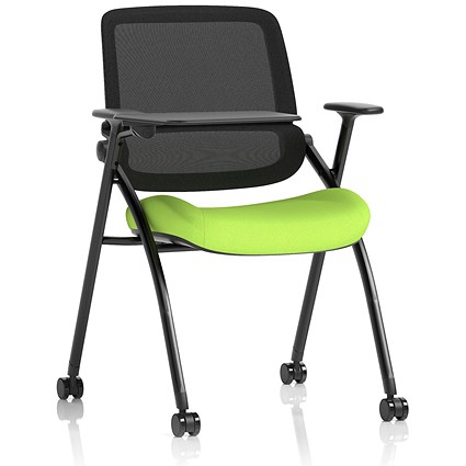 Capra Mesh Back Folding Training Chair With Writing Table, Myrrh Green