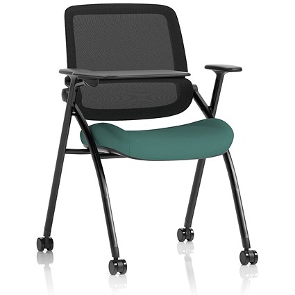 Capra Mesh Back Folding Training Chair With Writing Table, Quest Kelp