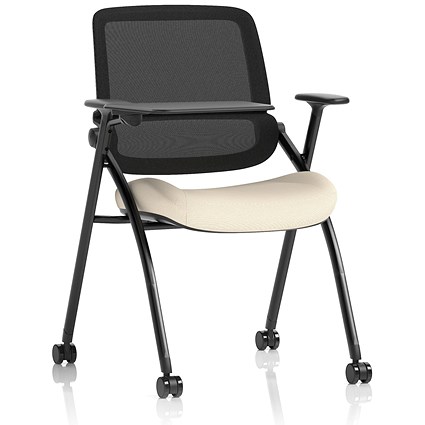 Capra Mesh Back Folding Training Chair With Writing Table, Quest Salt