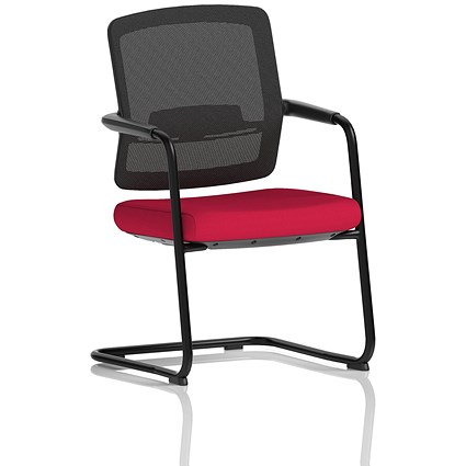 Flint Mesh Back Cantilever Chair, Bergamot Cherry