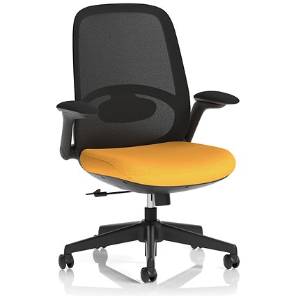 Crew 2 Task Operator Mesh Back Chair, Folding Arms, Senna Yellow