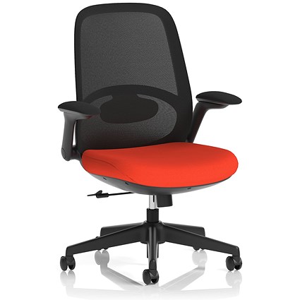 Crew 2 Task Operator Mesh Back Chair, Folding Arms, Tabasco Orange