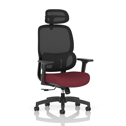 Rowan Mesh Back Chair With Headrest, Height Adjustable Arms, Ginseng Chilli