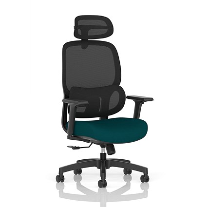 Rowan Mesh Back Chair With Headrest, Height Adjustable Arms, Maringa Teal