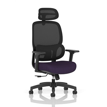 Rowan Mesh Back Chair With Headrest, Height Adjustable Arms, Tansy Purple