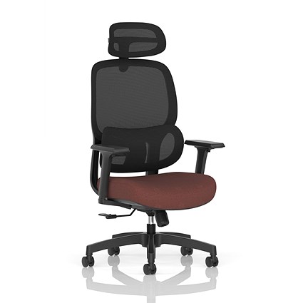 Rowan Mesh Back Chair With Headrest, Height Adjustable Arms, Rivet Forge