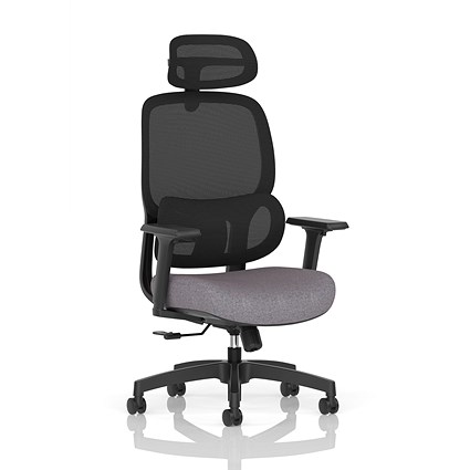 Rowan Mesh Back Chair With Headrest, Height Adjustable Arms, Rivet Fuse