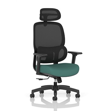 Rowan Mesh Back Chair With Headrest, Adjustable Arms, Quest Kelp