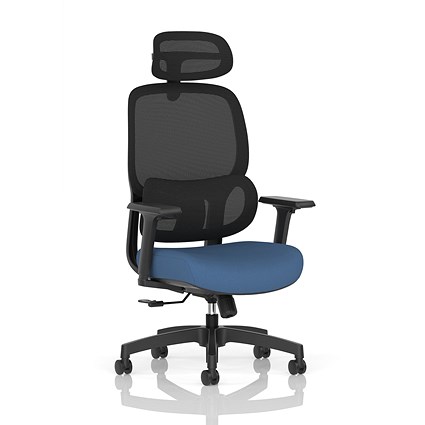 Rowan Mesh Back Chair With Headrest, Adjustable Arms, Quest Limpet
