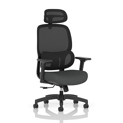 Rowan Mesh Back Chair With Headrest, Adjustable Arms, Quest Mussel