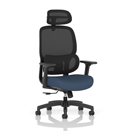 Rowan Mesh Back Chair With Headrest, Adjustable Arms, Quest Whelk