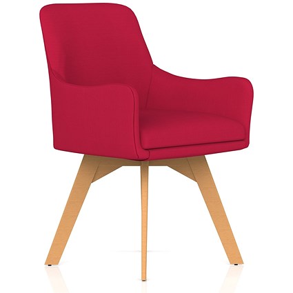 Carmen Wooden Leg Visitor Chair Bespoke Bergamot Cherry Fabric
