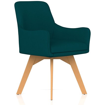 Carmen Wooden Leg Visitor Chair Bespoke Maringa Teal Fabric