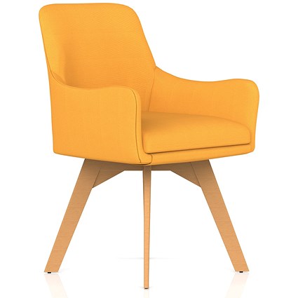 Carmen Wooden Leg Visitor Chair Bespoke Senna Yellow Fabric