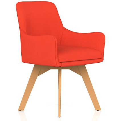 Carmen Wooden Leg Visitor Chair Bespoke Tabasco Orange Fabric
