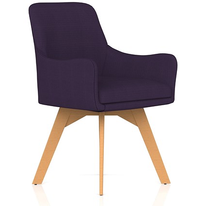Carmen Wooden Leg Visitor Chair Bespoke Tansy Purple Fabric