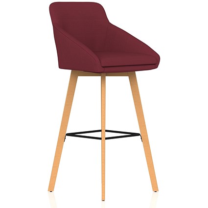 Carmen Wooden Leg High Stool Bespoke Ginseng Chilli Fabric