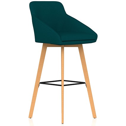 Carmen Wooden Leg High Stool Bespoke Maringa Teal Fabric