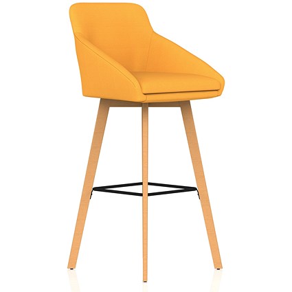 Carmen Wooden Leg High Stool Bespoke Senna Yellow Fabric