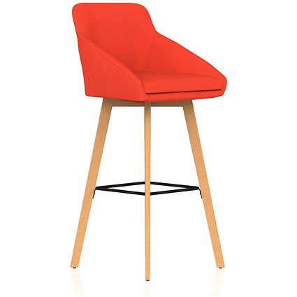 Carmen Wooden Leg High Stool Bespoke Tabasco Orange Fabric