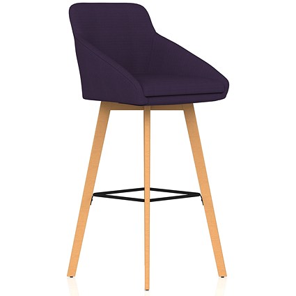 Carmen Wooden Leg High Stool Bespoke Tansy Purple Fabric
