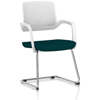 Cosmo Cantilever Chair, White Frame, Maringa Teal