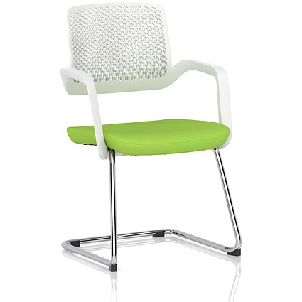 Cosmo Cantilever Chair, White Frame, Myrrh Green