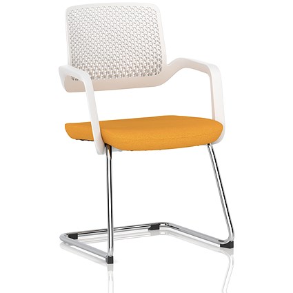 Cosmo Cantilever Chair, White Frame, Senna Yellow