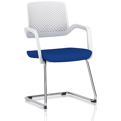 Cosmo Cantilever Chair, White Frame, Stevia Blue