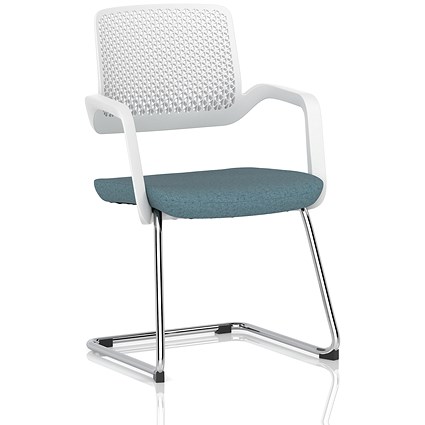 Cosmo Cantilever Chair White Frame Bespoke Colour Seat Rivet Quench