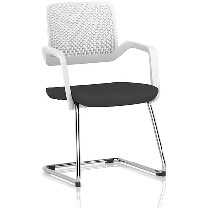 Cosmo Cantilever Chair White Frame Bespoke Colour Seat Quest Mussel