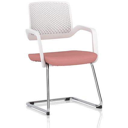 Cosmo Cantilever Chair White Frame Bespoke Colour Seat Quest Shrimp