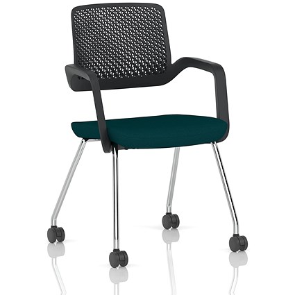 Cosmo Training Chair Black Frame Bespoke Colour Seat Maringa Teal