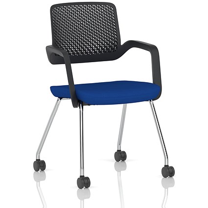 Cosmo Training Chair Black Frame Bespoke Colour Seat Stevia Blue
