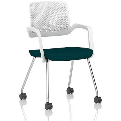 Cosmo Training Chair White Frame Bespoke Colour Seat Maringa Teal