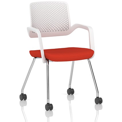 Cosmo Training Chair White Frame Bespoke Colour Seat Tabasco Orange