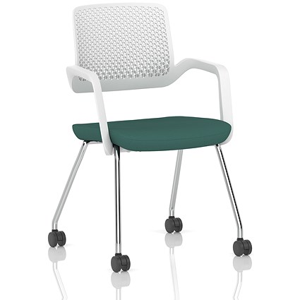 Cosmo Training Chair White Frame Bespoke Colour Seat Quest Kelp