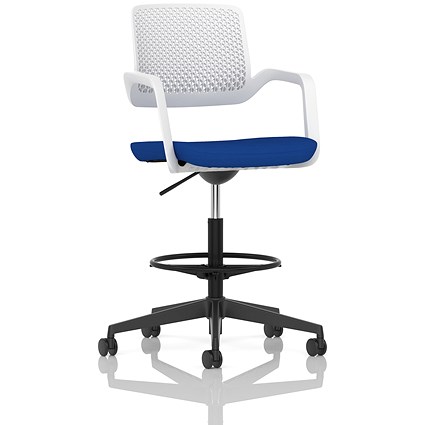 Cosmo Hi Rise Chair White Frame Bespoke Colour Seat Stevia Blue