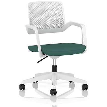 Cosmo Task Operator Chair White Frame Bespoke Colour Seat Quest Kelp
