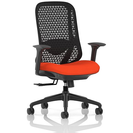 Prism Mesh Back Chair, Height Adjustable Arms, Tabasco Orange