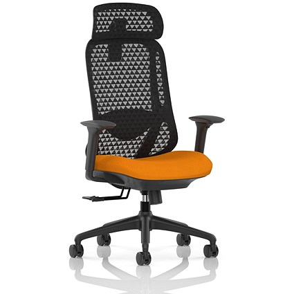 Prism Mesh Back Chair, Headrest, Height Adjustable Arms, Senna Yellow
