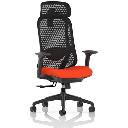 Prism Mesh Back Chair, Headrest, Height Adjustable Arms, Tabasco Orange