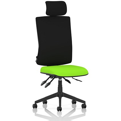 Orlena High Black Back Task Operator Chair, Headrest, Myrrh Green