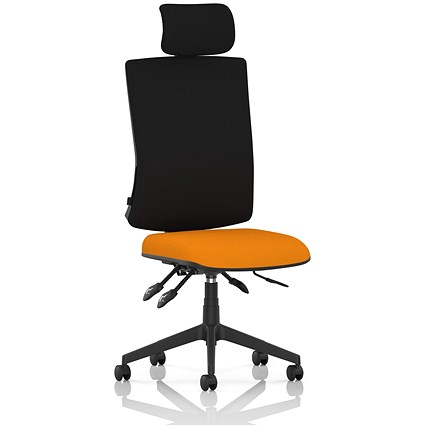 Orlena High Black Back Task Operator Chair, Headrest, Senna Yellow