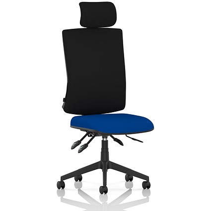 Orlena High Black Back Task Operator Chair, Headrest, Stevia Blue
