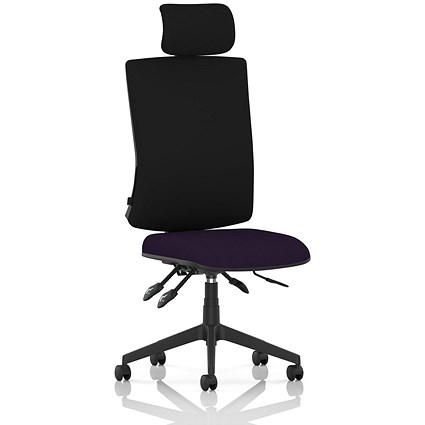 Orlena High Black Back Task Operator Chair, Headrest, Tansy Purple